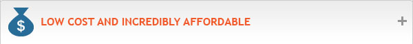 Low cost and incredibly affordable Low cost and incredibly affordable